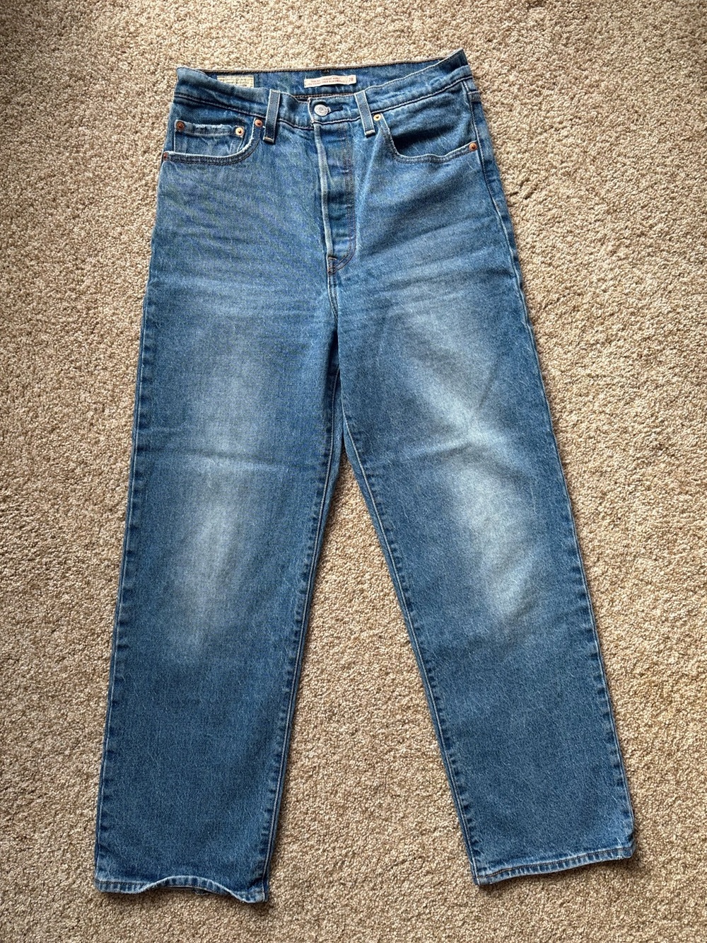 Levi's Premium Denim Ribcage Straight Ankle Jeans W28xL29 Medium Wash